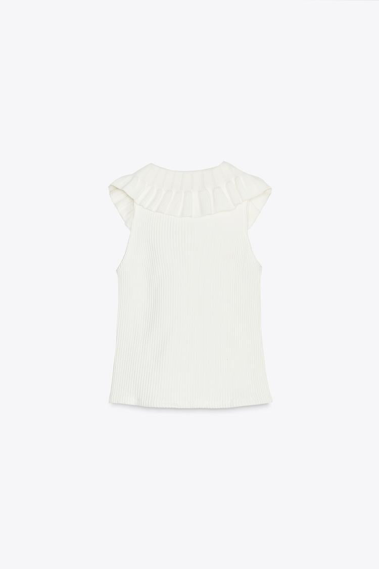 Top with Knit Collar and Bow